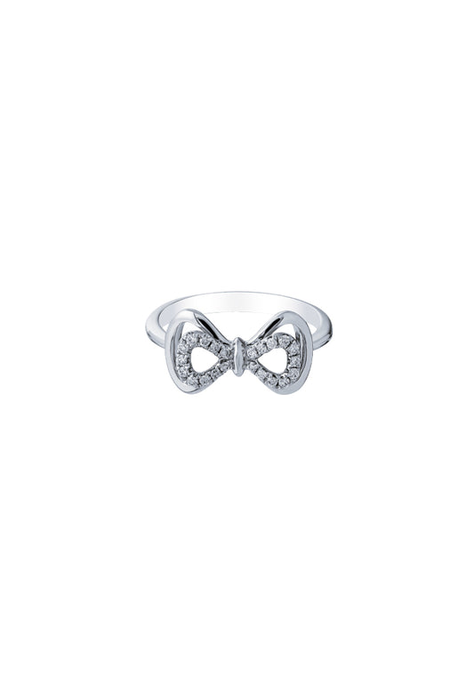 TOMEI Ribbon Ring, White Gold 375
