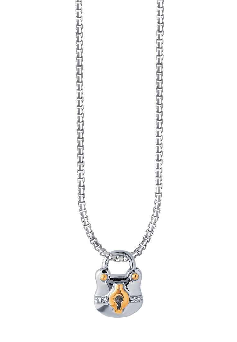 TOMEI Love Lock Collection Yellow Beary Pendant, White Gold 750