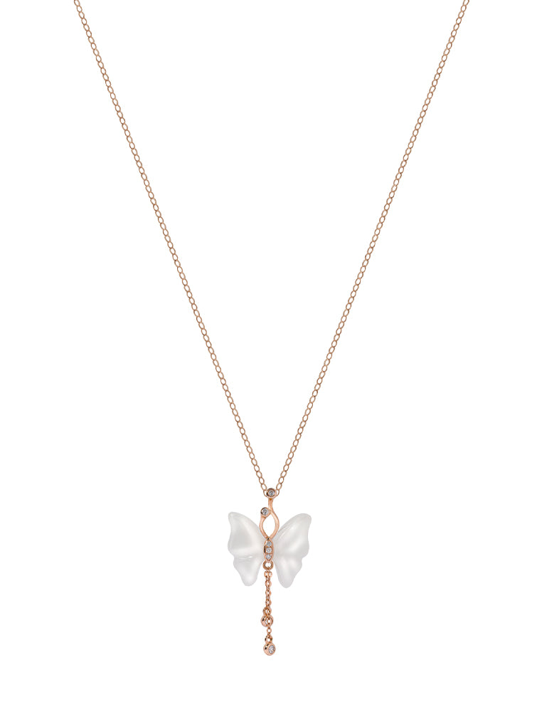 TOMEI Nephrite Collection, Butterfly Necklace Rose Gold 750