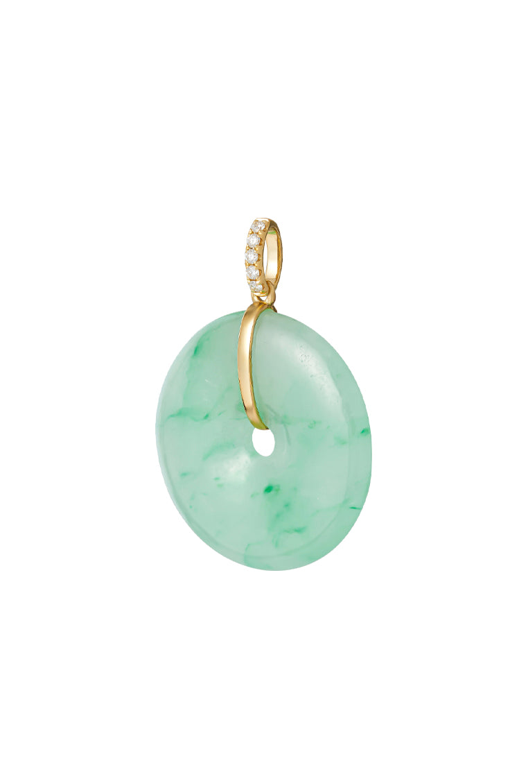 TOMEI Circle Of Compleness Jade Pendant, White/Yellow Gold 750
