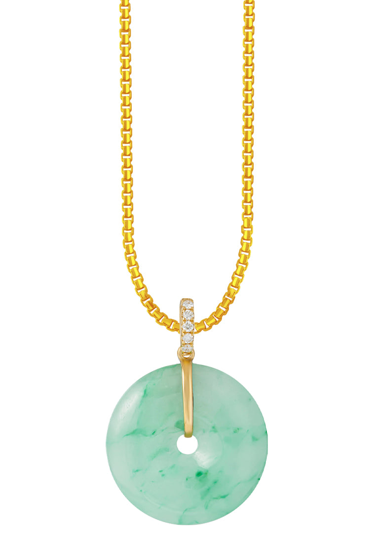 TOMEI Circle Of Compleness Jade Pendant, White/Yellow Gold 750