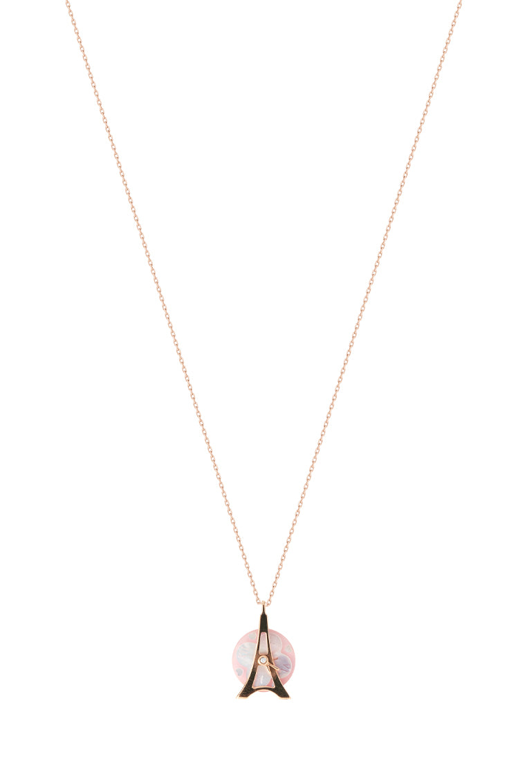 TOMEI Je t'aime Revolving Love Eiffel Tower Diamond Necklace 为爱钻动套链, Rose Gold 750