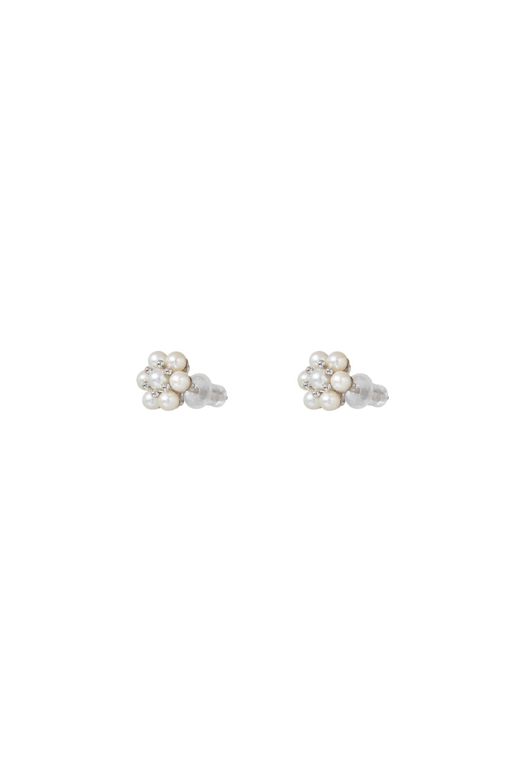 TOMEI Blossoming Pearl Earrings, Silver