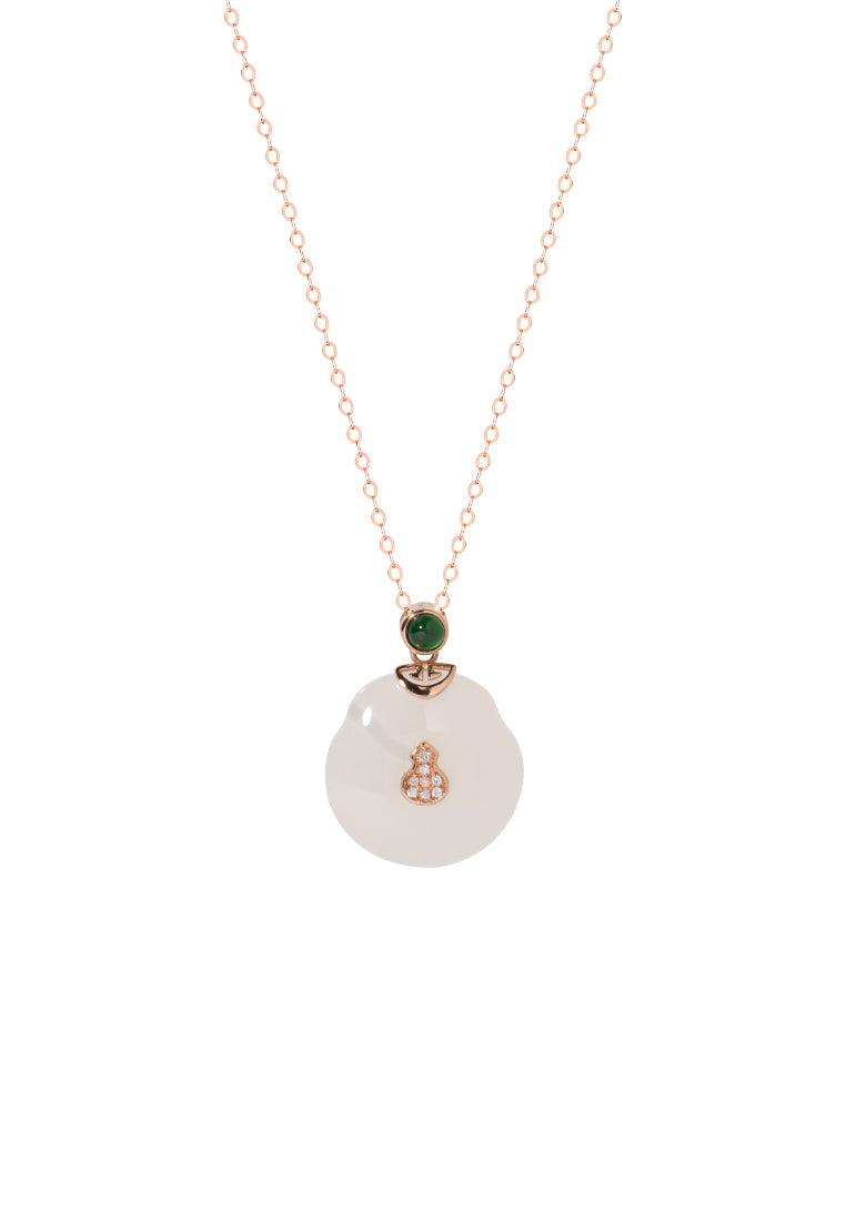 TOMEI Nephrite Series Gourd Necklace, Rose Gold 750