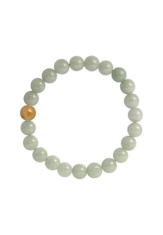 TOMEI Palace Grace, Greenish Natural Jade Bead (7MM) Bracelet