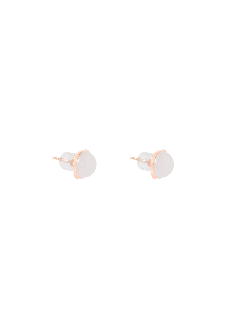 TOMEI Square Shape Nephrite Earrings, Rose Gold 750