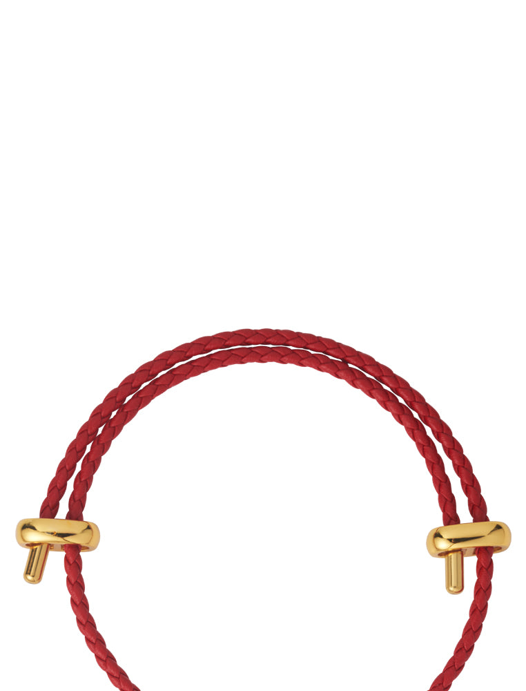 TOMEI Carved Jade Lu Lu Tong Charm with Red Rope Bracelet