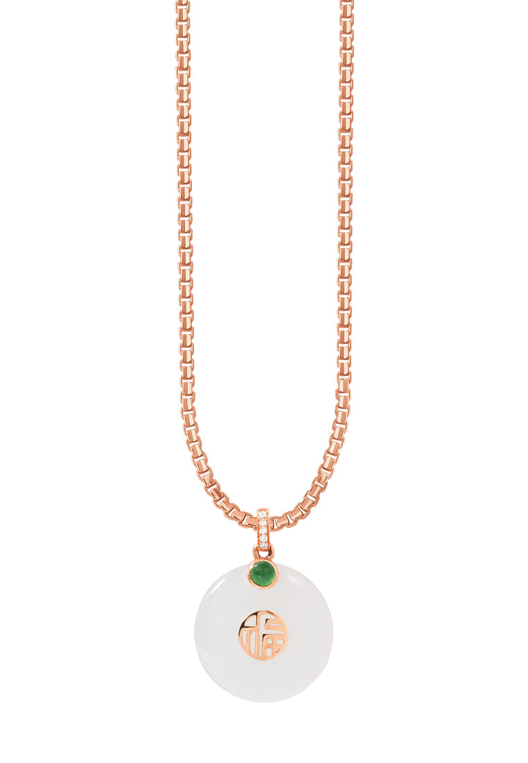 TOMEI Nephrite Collection Pendant, Rose Gold 750