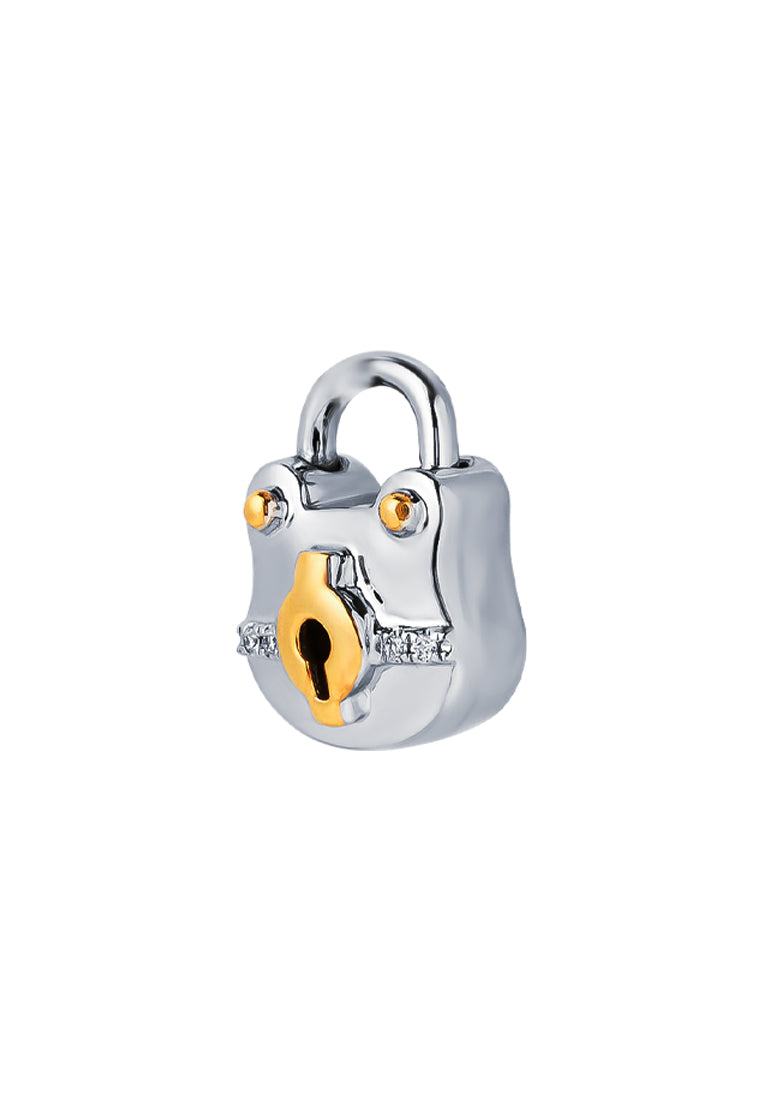 TOMEI Love Lock Collection Yellow Beary Pendant, White Gold 750