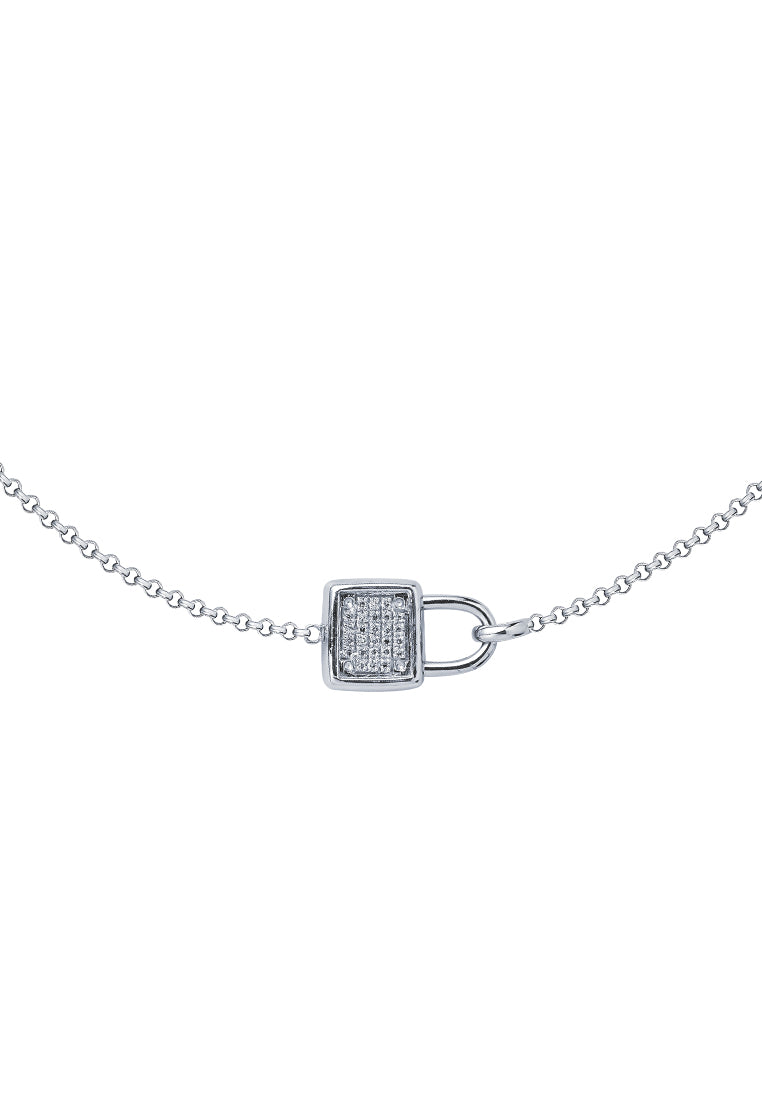 TOMEI Padlock Diamond Bracelet, White Gold 750