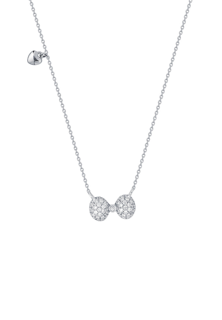 TOMEI Sweet Bow Tie Diamond Necklace, White Gold 375