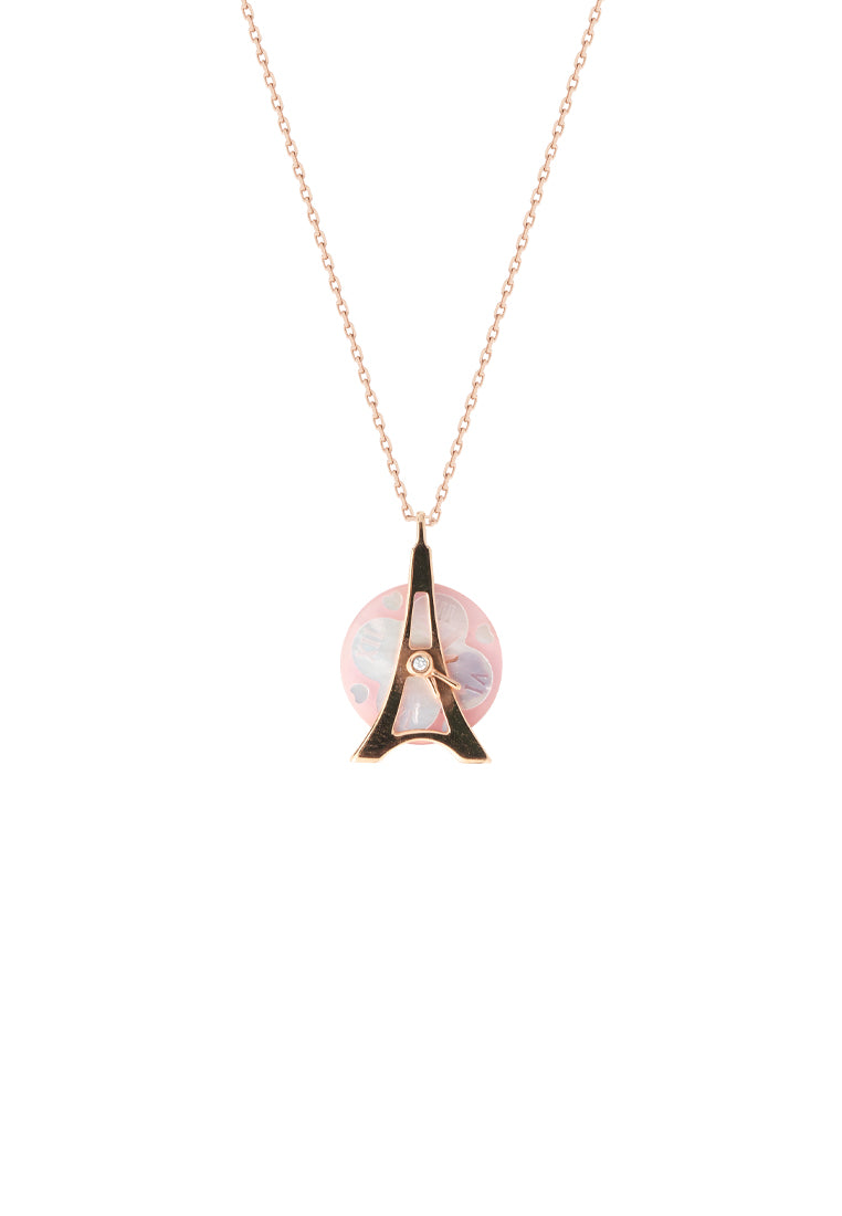 TOMEI Je t'aime Revolving Love Eiffel Tower Diamond Necklace 为爱钻动套链, Rose Gold 750