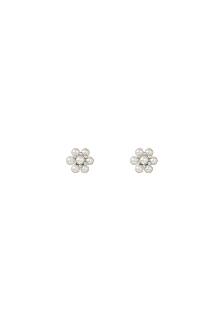 TOMEI Blossoming Pearl Earrings, Silver