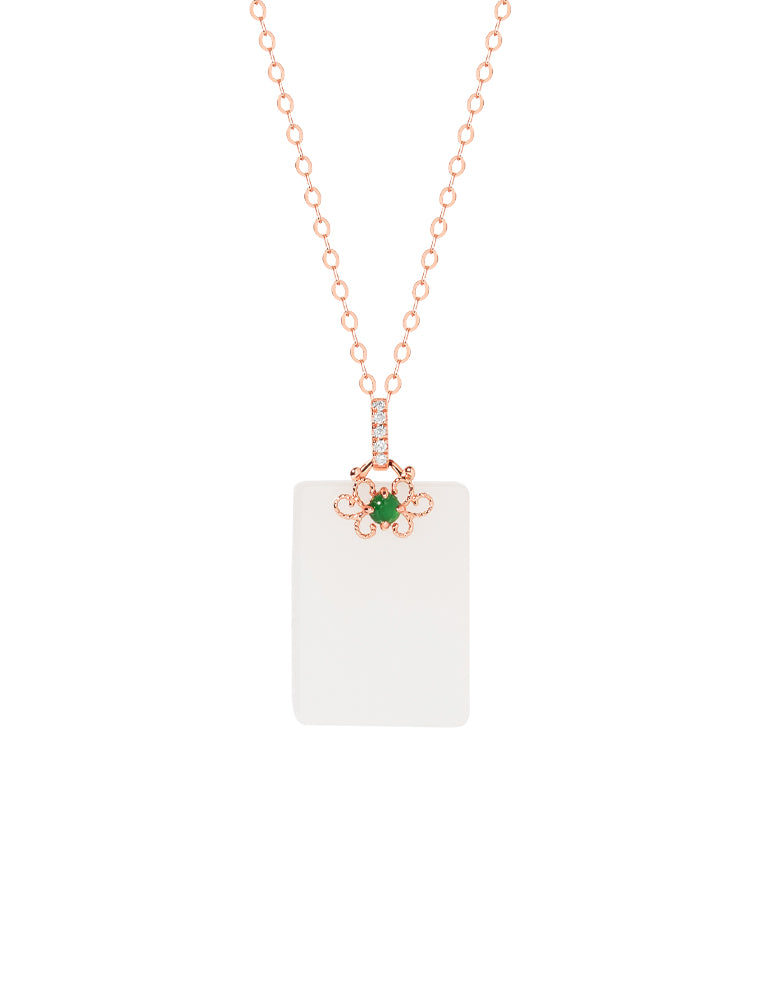 TOMEI Nephrite Series Peace Marker Necklace, Rose Gold 750