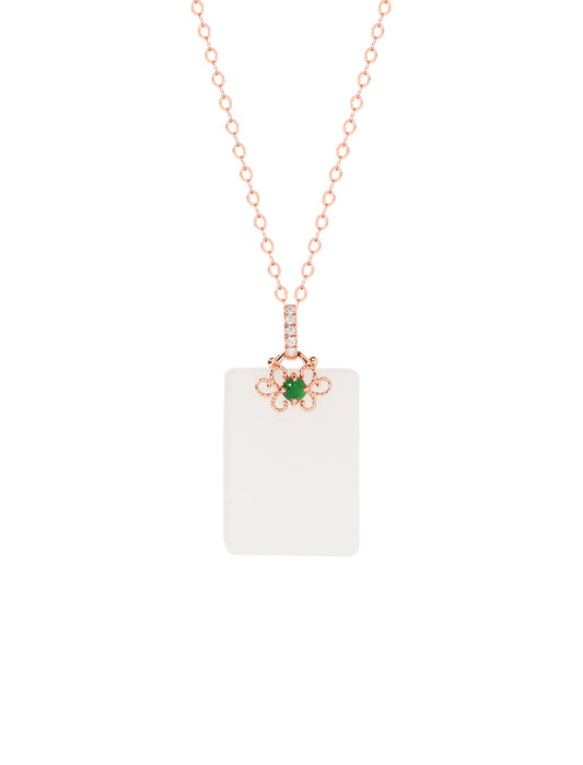 TOMEI Nephrite Series Peace Marker Necklace, Rose Gold 750