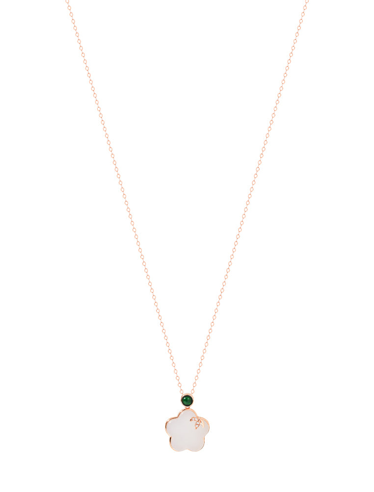 TOMEI Nephrite Series Peach Blossom Necklace, Rose Gold 750