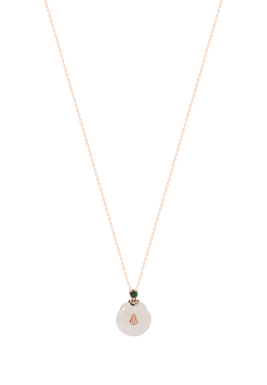 TOMEI Nephrite Series Gourd Necklace, Rose Gold 750