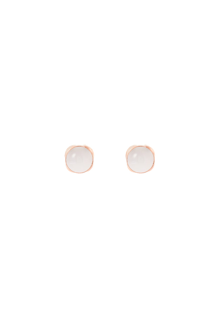 TOMEI Square Shape Nephrite Earrings, Rose Gold 750