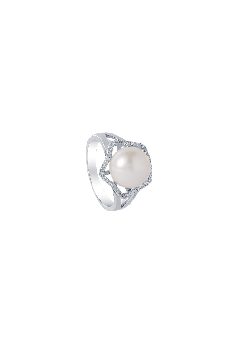 TOMEI Pearl Ring, White Gold 585