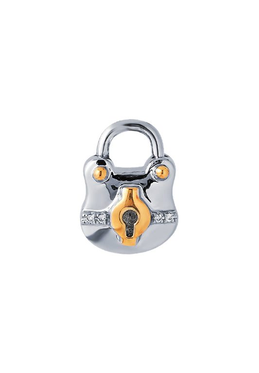 TOMEI Love Lock Collection Yellow Beary Pendant, White Gold 750