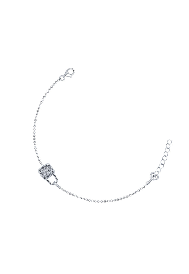 TOMEI Padlock Diamond Bracelet, White Gold 750