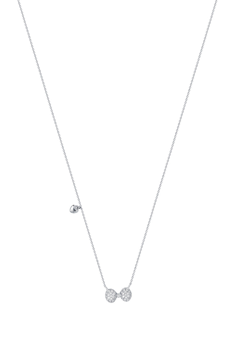 TOMEI Sweet Bow Tie Diamond Necklace, White Gold 375