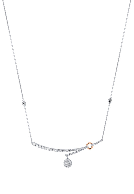 TOMEI Diamond Necklace, White+Rose Gold 750