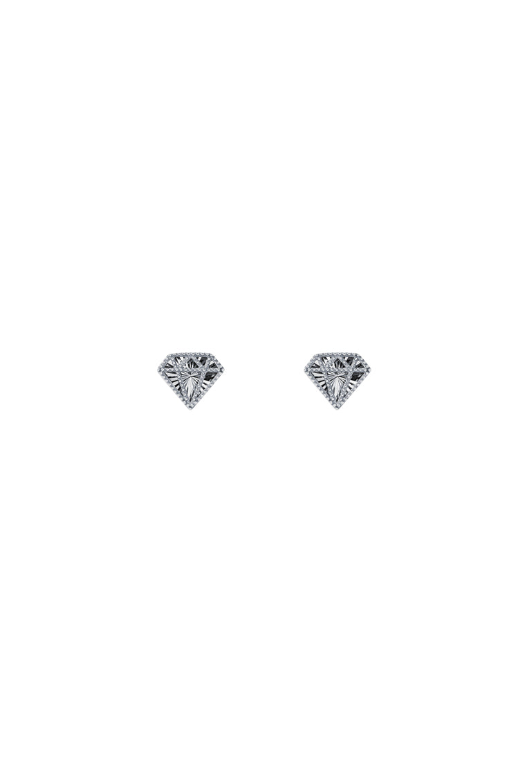 TOMEI Diamond Shape Earrings, White Gold 750
