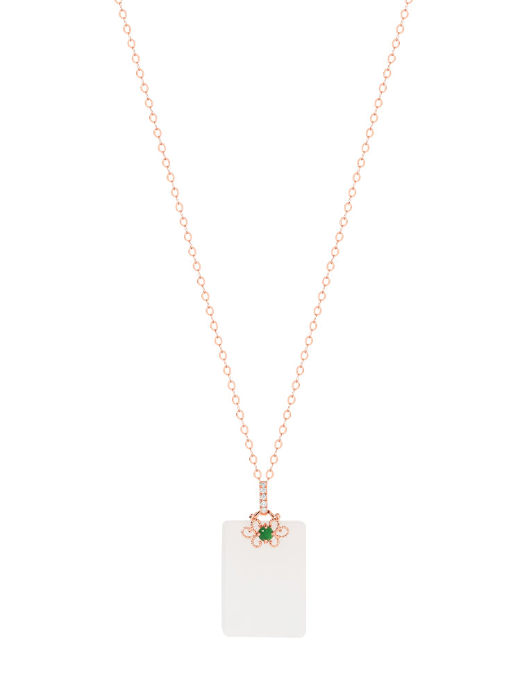 TOMEI Nephrite Series Peace Marker Necklace, Rose Gold 750