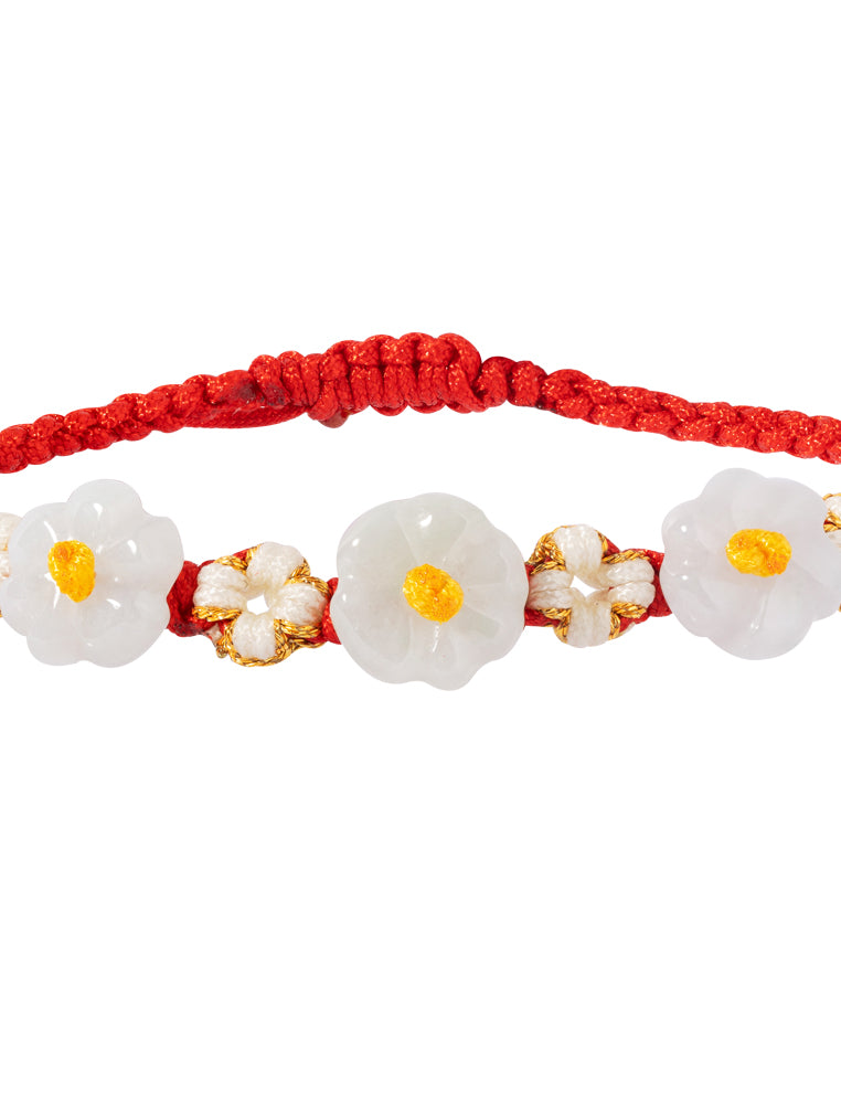 TOMEI [Online Exclusive] 有钱花 Flower Jade with Red Rope Bracelet