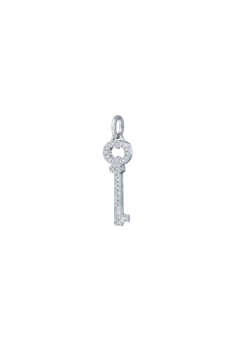 TOMEI Key Diamond Pendant Set, White Gold 585