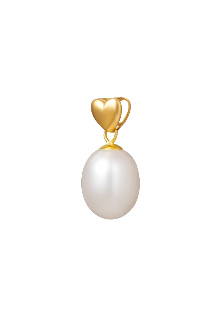 TOMEI  [Online Exclusive] Petite Heart Pearl Pendant, Yellow Gold 750