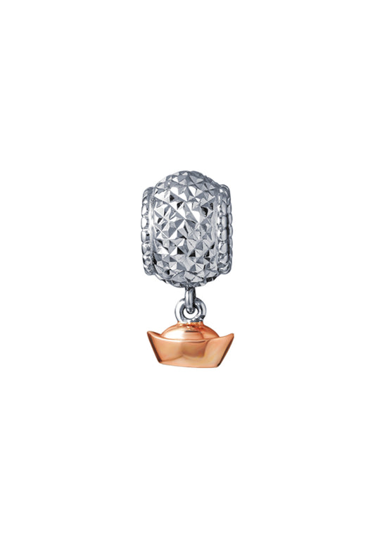 TOMEI Ingot Charm, White+Rose Gold 585