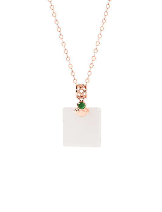 TOMEI Nephrite Series Peace Marker Necklace, Rose Gold 750