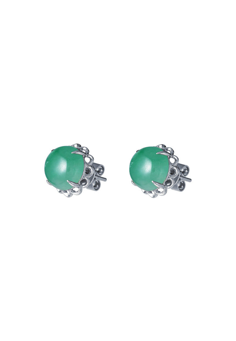 TOMEI Green Jade Blooming Earrings, White Gold 750