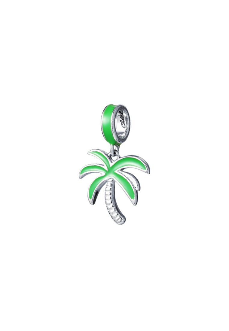 TOMEI Coconut Tree Charm, White Gold 585