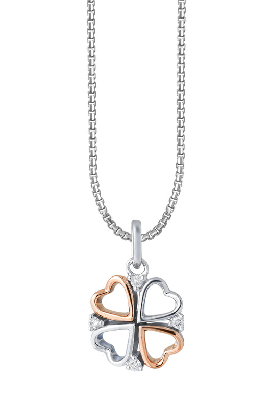 TOMEI United Of Love Diamond Pendant Set, White+Rose Gold 585
