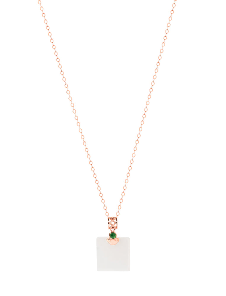 TOMEI Nephrite Series Peace Marker Necklace, Rose Gold 750