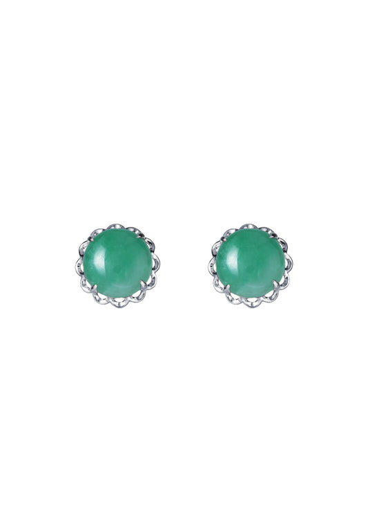 TOMEI Green Jade Blooming Earrings, White Gold 750
