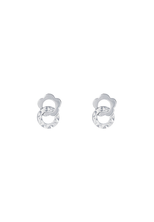 TOMEI Flower Earrings, White Gold 585