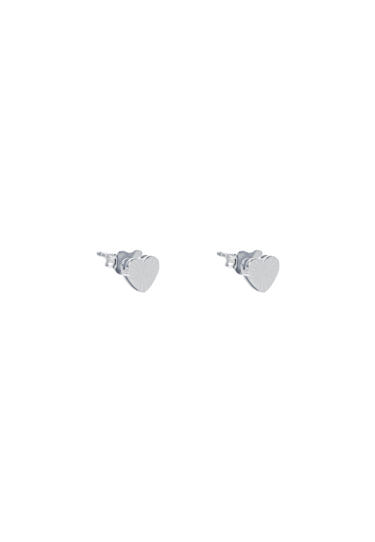 TOMEI Mini Heart Earrings, White Gold 750