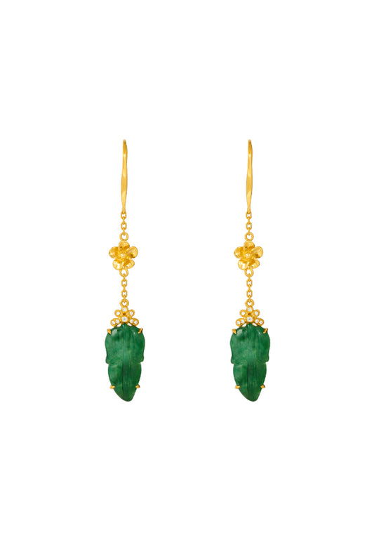 TOMEI Jadeite Dangling Earrings, Yellow Gold 750
