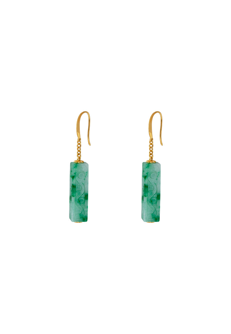 TOMEI Jade Tube Earrings, Yellow Gold 750