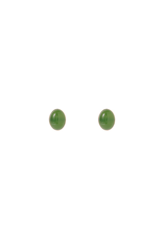 TOMEI Green Oval Nephrite Earrings, Rose Gold 750