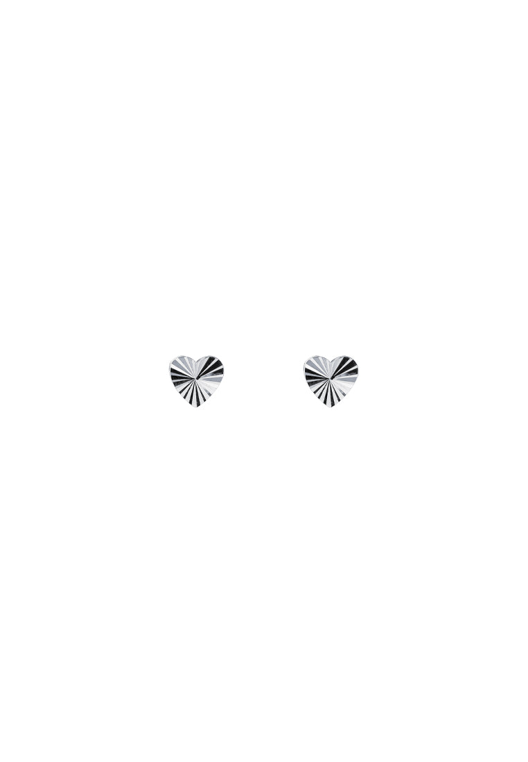 TOMEI Mini Heart Earrings, White Gold 750
