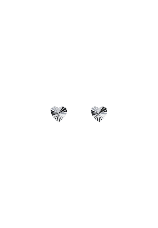 TOMEI Mini Heart Earrings, White Gold 750