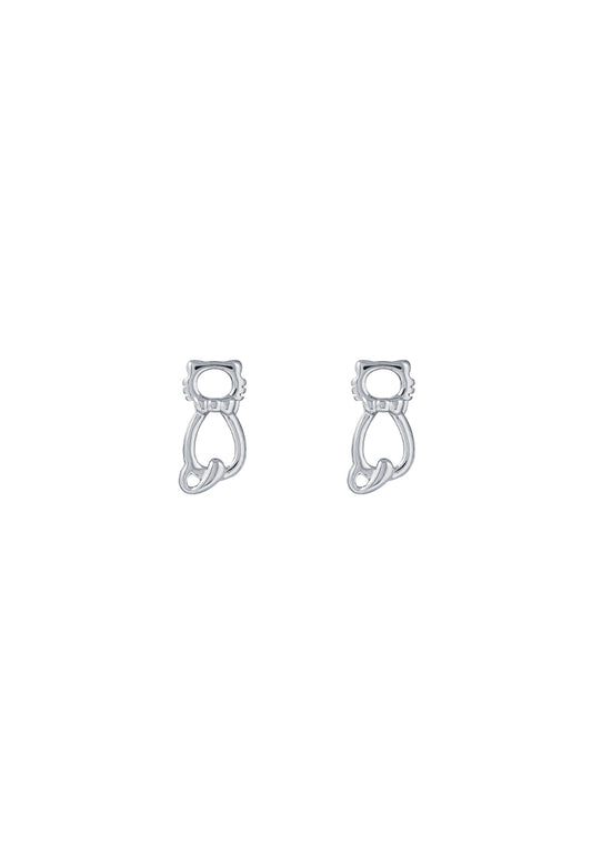 TOMEI Kitten Earrings, White Gold 585