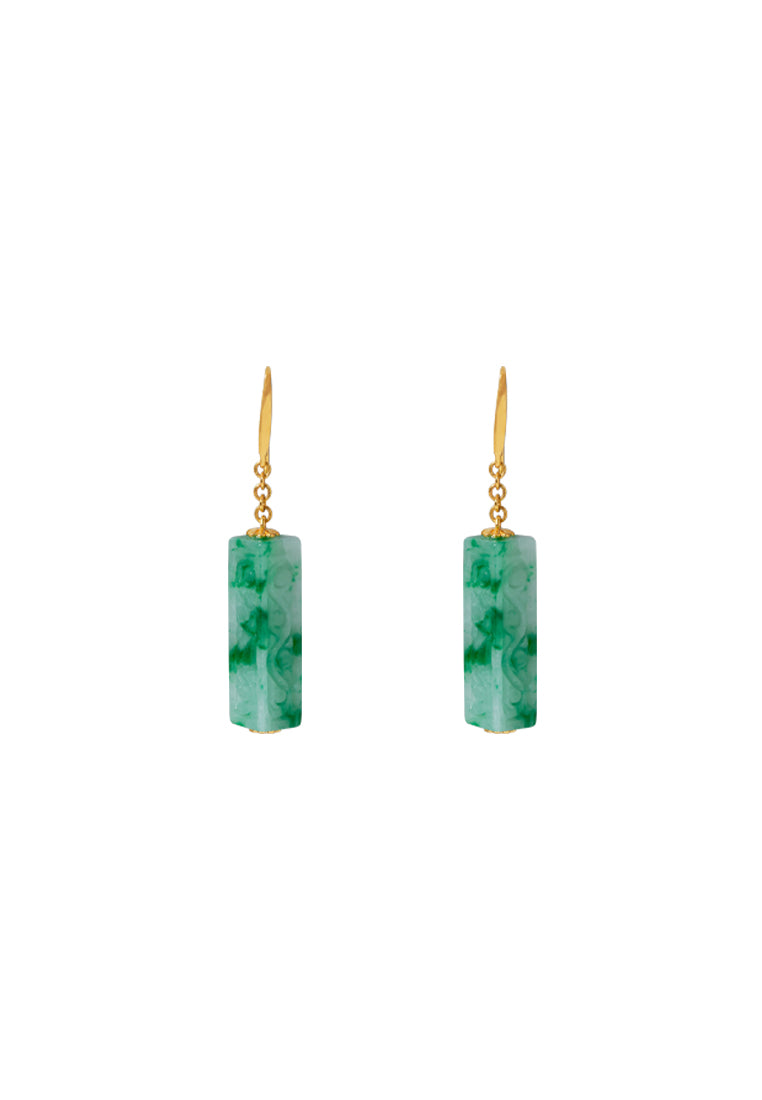 TOMEI Jade Tube Earrings, Yellow Gold 750