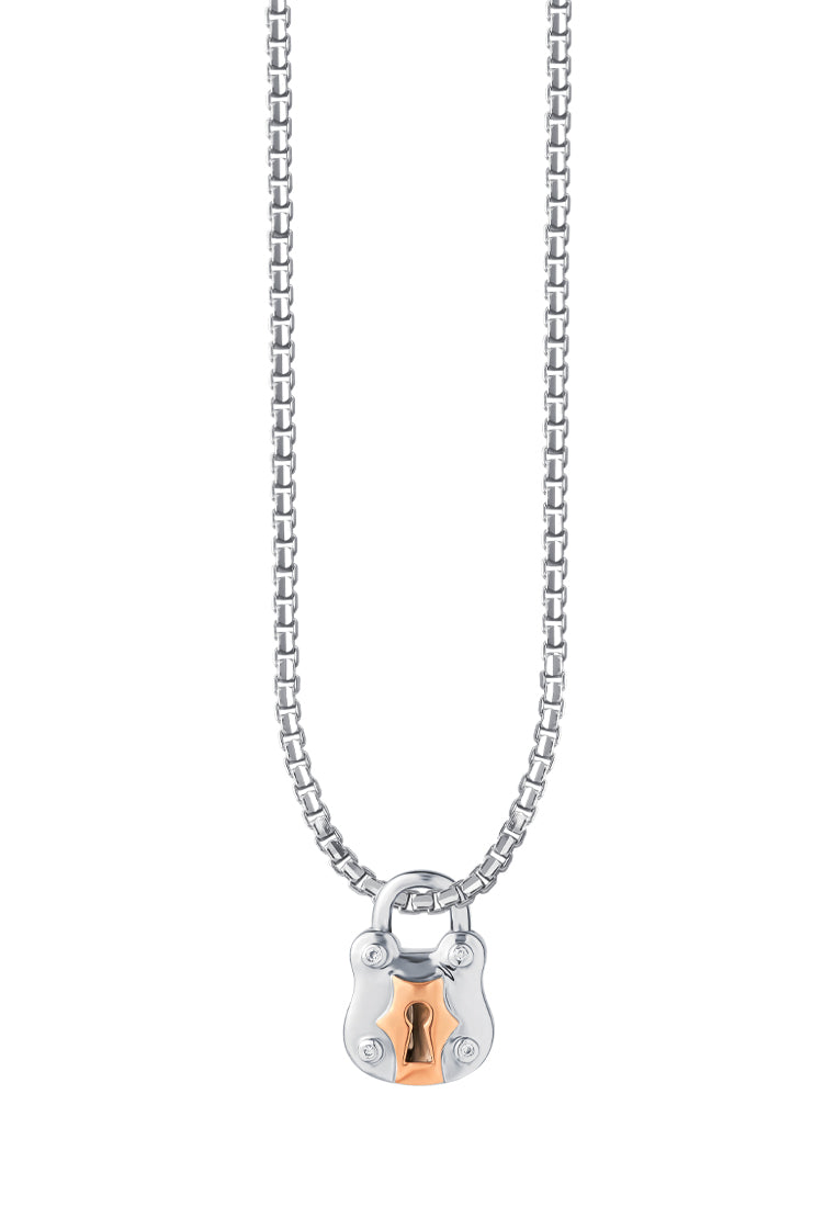 TOMEI Love Lock Collection Rose Beary Pendant, White Gold 750