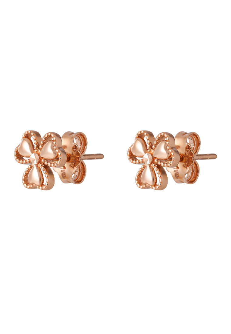 TOMEI Rouge Collection Clover Earrings, Rose Gold 750
